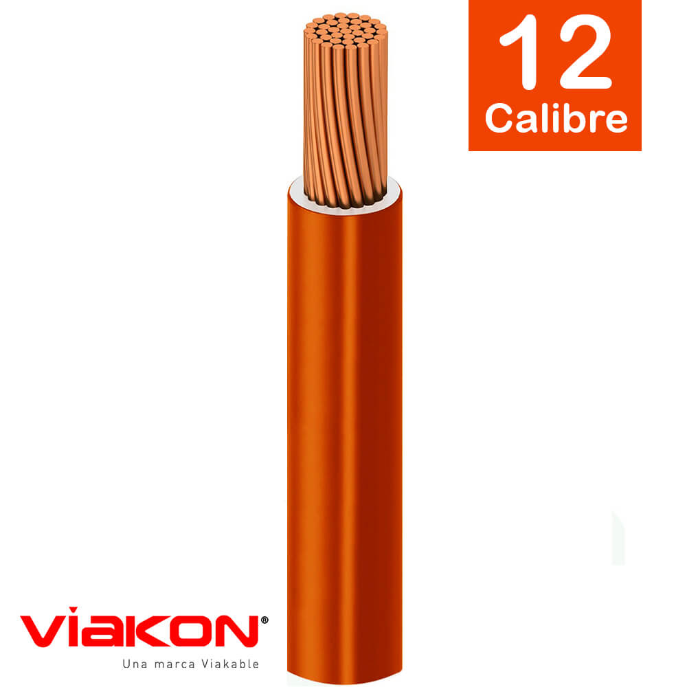 Cable THHW-LS Viakon Calibre 12 Color Naranja x Metro