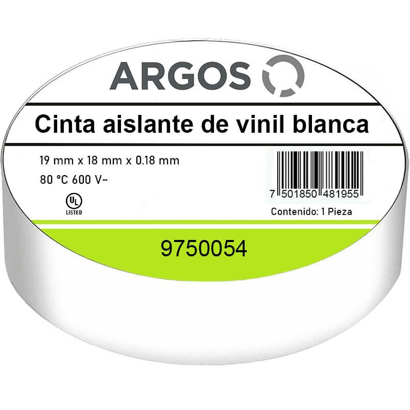 Cinta Aislante de Vinil Blanca Argos