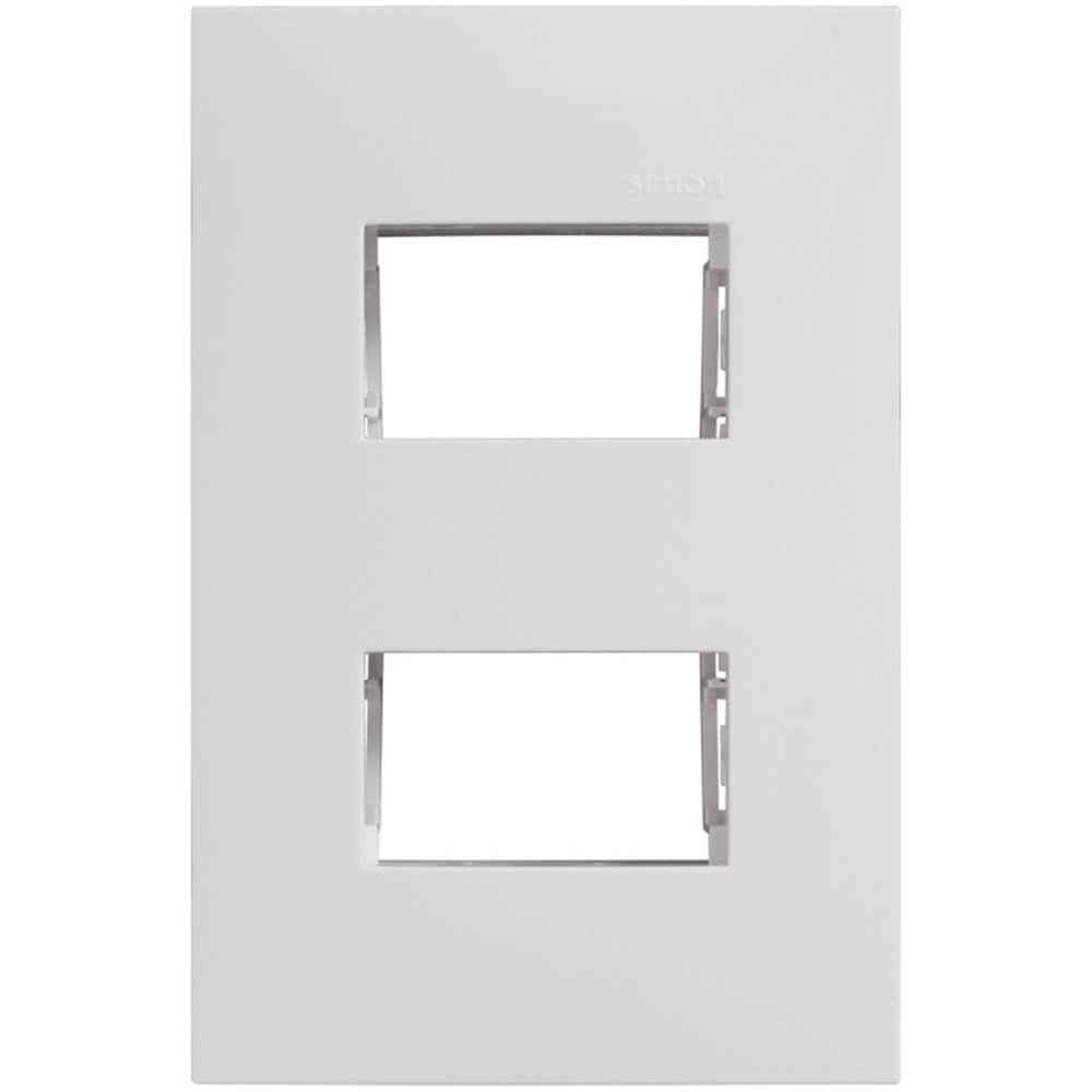 Placa de 2 módulos con chasis blanco Simon 25 Plus
