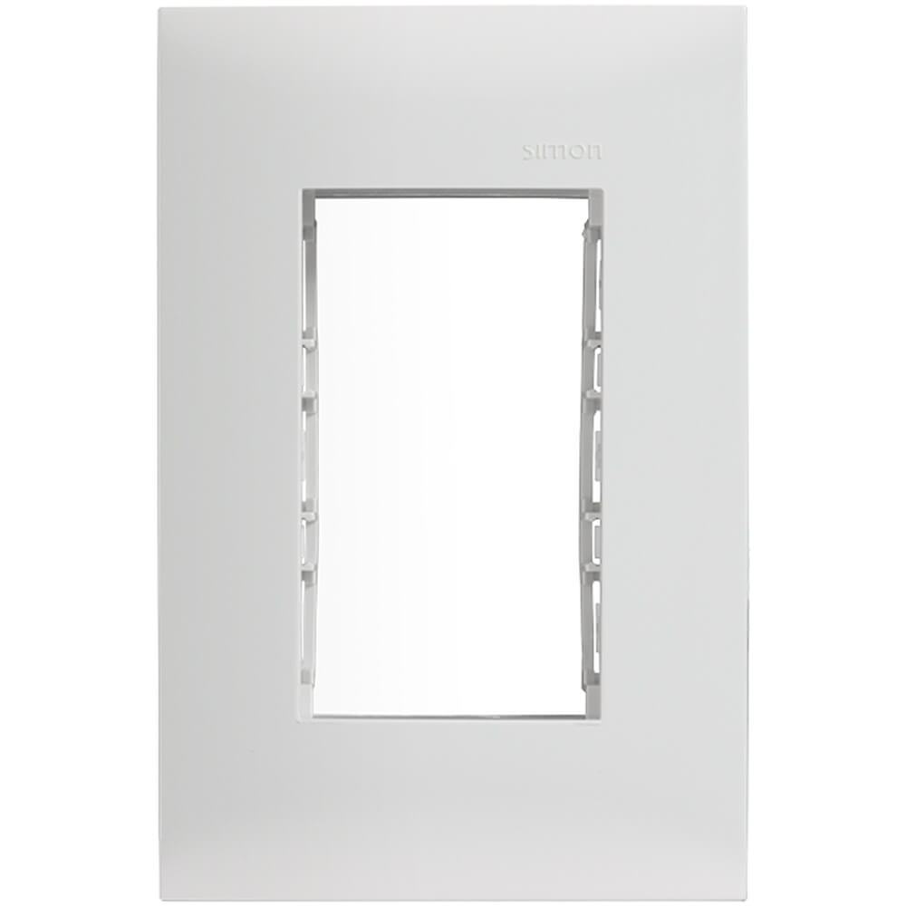 Placa de 3 módulos con chasis blanco Simon 25 Plus