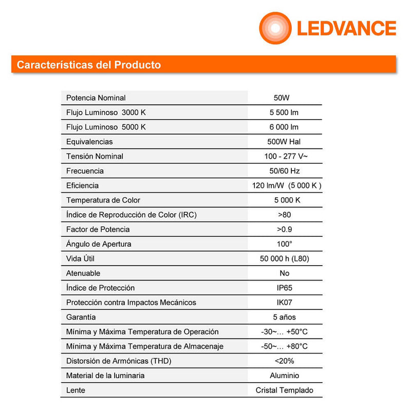 Reflector Led Floodlight PFM 50W 5000K