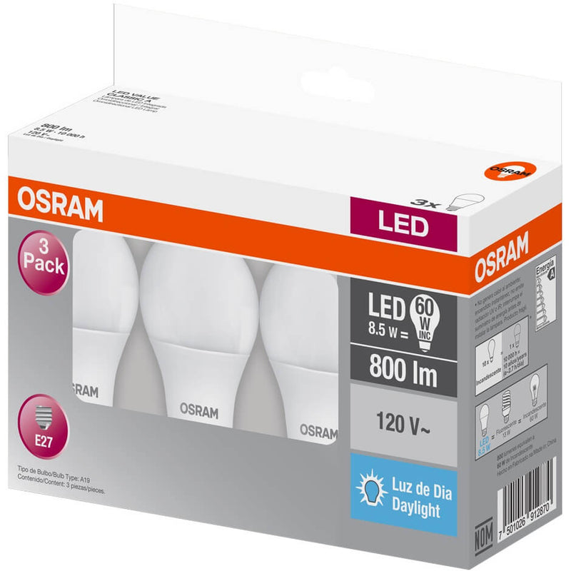 Paquete de 3 Focos Led Value Classic 8.5W