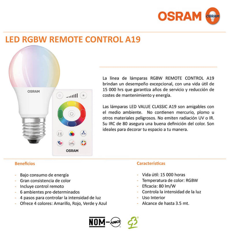 Foco Led Colors RGB 7.5W Remote Control