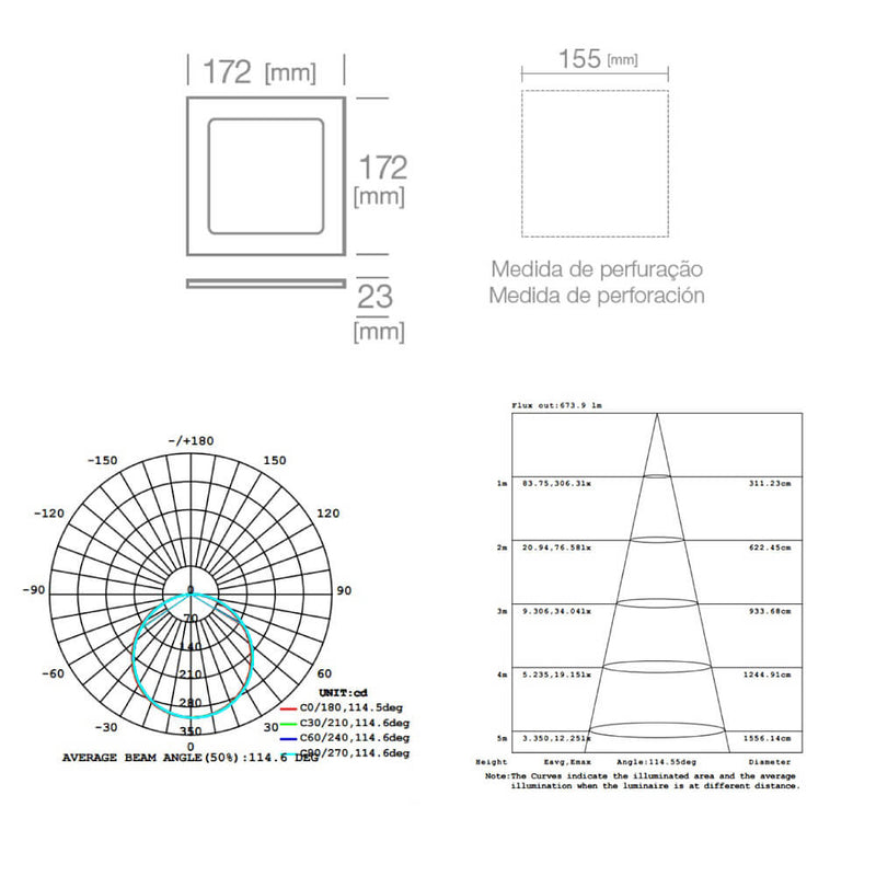 Luminaria Led Insert Square 12W 6500K