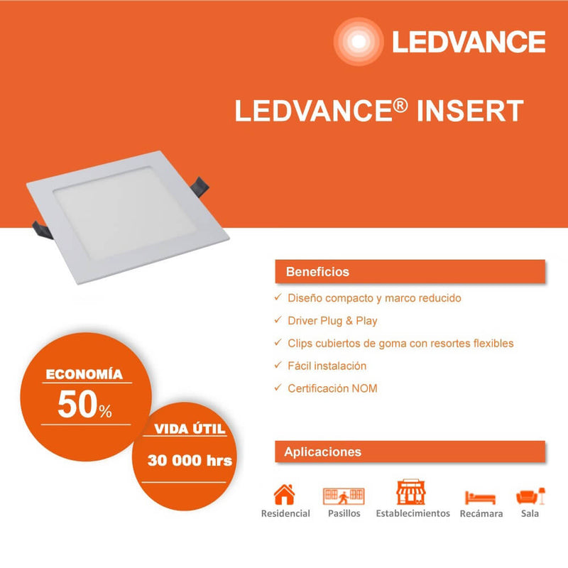Luminaria Led Insert Square 12W 6500K
