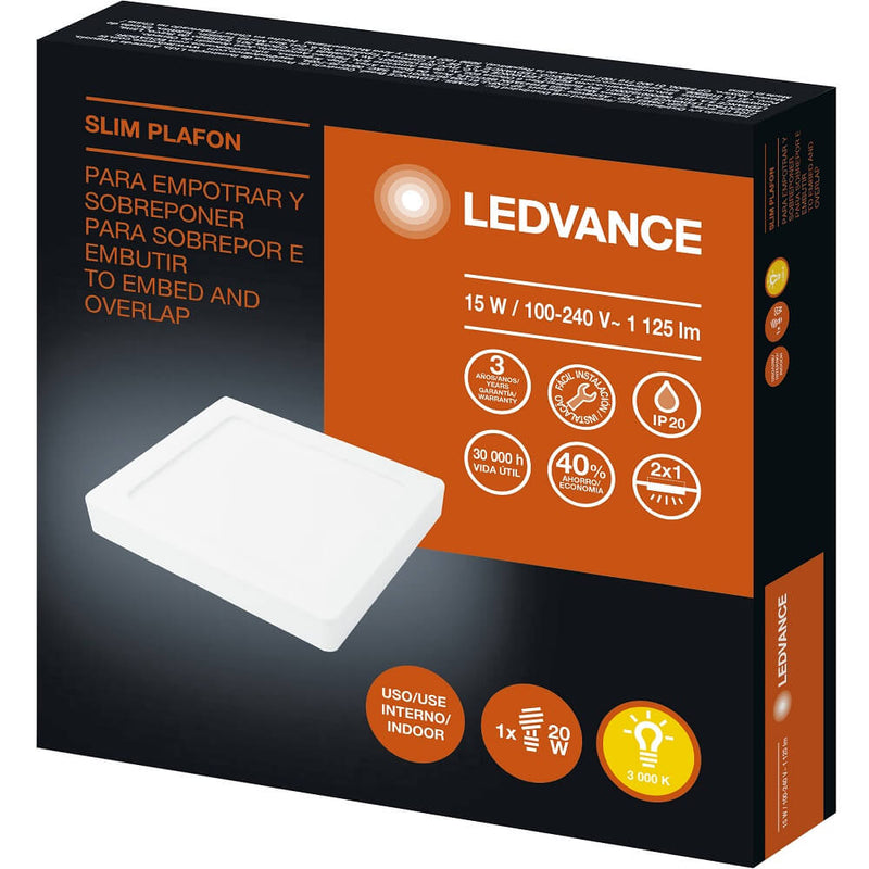Luminaria Led Slim Plafon Square 15W