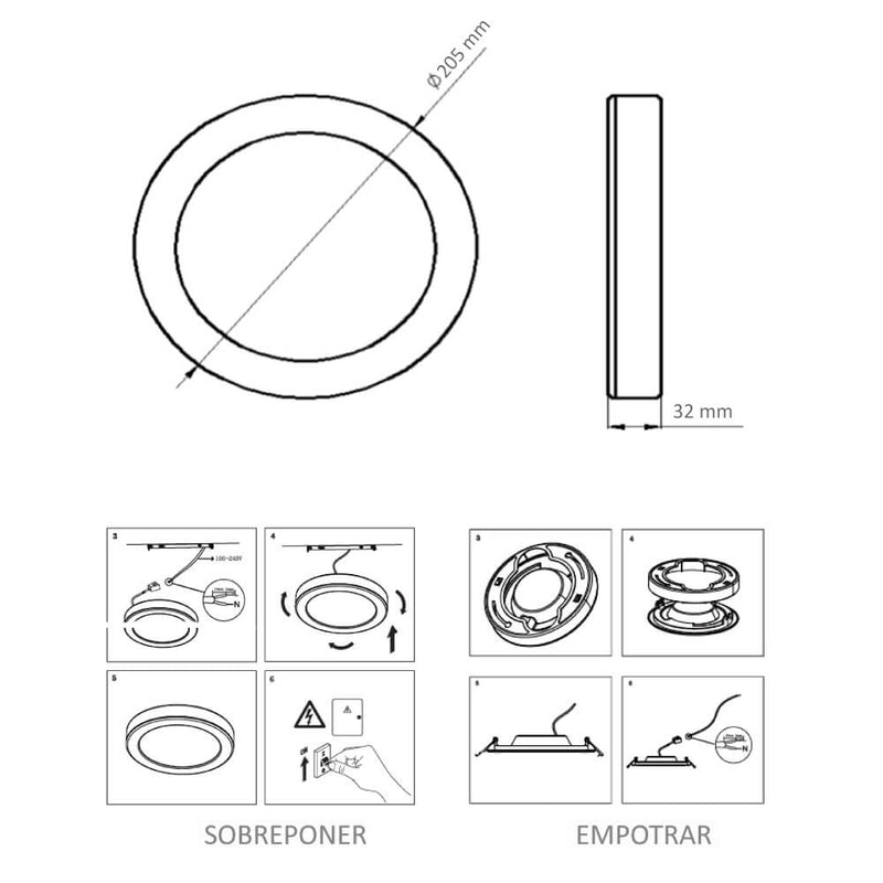Luminaria Led Slim Plafon Round 15W