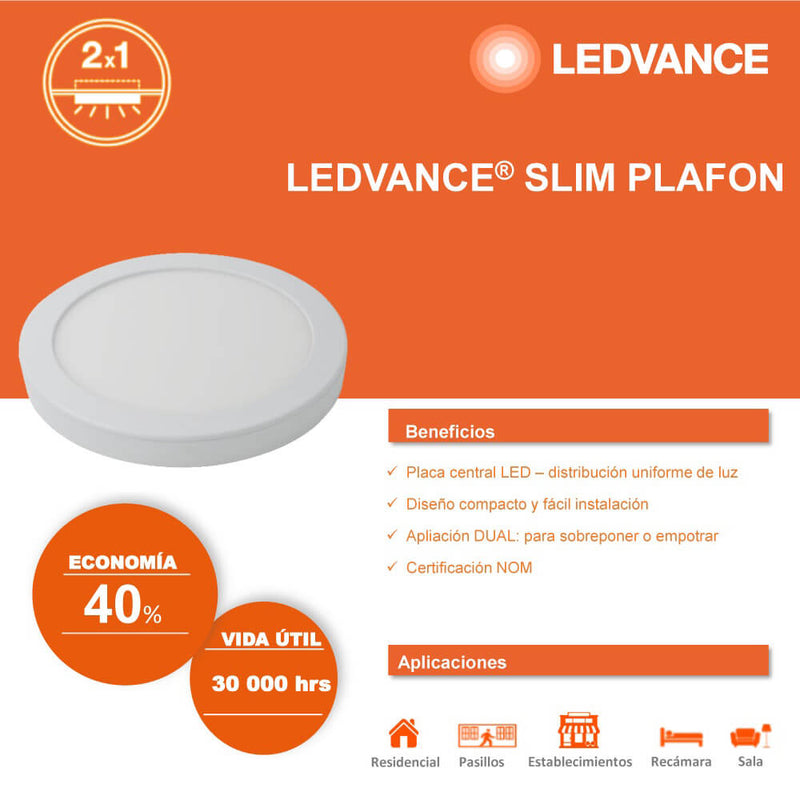 Luminaria Led Slim Plafon Round 15W