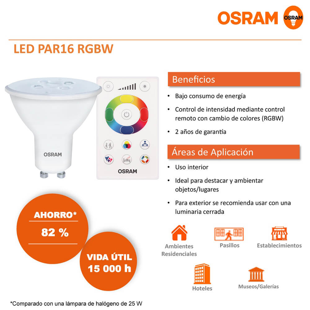 41k Foco Color Foco para Spot Led Colors RGB 4.5W Remote Control