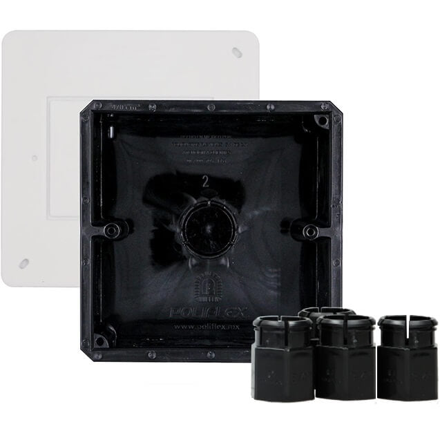 Caja Negra Poliflex de 3/4" con Tapa